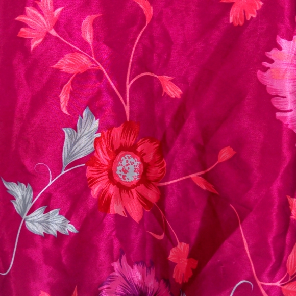 VTG Hot Pink Flowers Bows Shiny Slippery Satin Sissy Teddie Nightie Slip Large - Picture 6 of 7